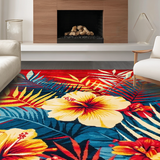 Ultra Soft Area Rug, Non Slip, Stain Resistant, Washable Area Rugs for Living Room, Bedroom, Contemporary Bright Nature Print(Red)