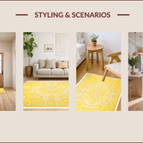 Ultra Soft Area Rug, Non Slip, Stain Resistant, Washable Area Rugs for Living Room, Bedroom, Elegant Yellow Ivory Geometric Style(Yellow)