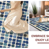 Ultra Soft Area Rug, Non Slip, Stain Resistant, Washable Area Rugs for Living Room, Bedroom, Modern Ombre Area Rug: Geometric Interpretation of a Classic Design(Blue)