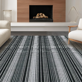 Ultra Soft Area Rug, Non Slip, Stain Resistant, Washable Area Rugs for Living Room, Bedroom, Modern Stripe Harmony Rug with Bold Parallel Lines and Crisp Contrasts Design(Black)