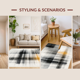 Ultra Soft Area Rug, Non Slip, Stain Resistant, Washable Area Rugs for Living Room, Bedroom, Noir Et Blanc: Striped Woven Rug, Classic Look(Gray)