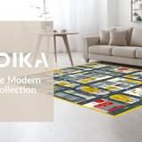 Ultra Soft Area Rug, Non Slip, Stain Resistant, Washable Area Rugs for Living Room, Bedroom, Lively City Grid Exploration Mat(Gray)