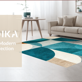 Ultra Soft Area Rug, Non Slip, Stain Resistant, Washable Area Rugs for Living Room, Bedroom, Abstract Brown and Teal Dining Room Accent Carpet(Blue)