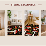Ultra Soft Area Rug, Non Slip, Stain Resistant, Washable Area Rugs for Living Room, Bedroom, Stylish Black Nature Theme(Red)