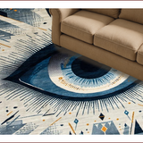Ultra Soft Area Rug, Non Slip, Stain Resistant, Washable Area Rugs for Living Room, Bedroom, Evil Eye Ethnic Patterned Accent(Blue)