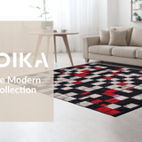 Ultra Soft Area Rug, Non Slip, Stain Resistant, Washable Area Rugs for Living Room, Bedroom, Stylish Minimalist Dice Art(Black)