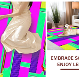 Ultra Soft Area Rug, Non Slip, Stain Resistant, Washable Area Rugs for Living Room, Bedroom, Dynamic Polygonal Game Motif(Pink)