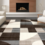 Ultra Soft Area Rug, Non Slip, Stain Resistant, Washable Area Rugs for Living Room, Bedroom, Sophisticated Linear Geometry Composition(Beige)