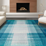 Ultra Soft Area Rug, Non Slip, Stain Resistant, Washable Area Rugs for Living Room, Bedroom, Washable Ombre Striped Rug: Modern Abstract Area Rug(Blue)