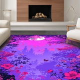 Ultra Soft Area Rug, Non Slip, Stain Resistant, Washable Area Rugs for Living Room, Bedroom, Whimsical Butterfly Moonlit Artwork(Purple)