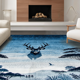 Ultra Soft Area Rug, Non Slip, Stain Resistant, Washable Area Rugs for Living Room, Bedroom, Elegant Blue Ethnic Animal Print(Blue)