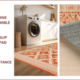 Ultra Soft Area Rug, Non Slip, Stain Resistant, Washable Area Rugs for Living Room, Bedroom, Elegant Striped Rustic Harmony(Orange)