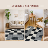 Ultra Soft Area Rug, Non Slip, Stain Resistant, Washable Area Rugs for Living Room, Bedroom, Chic Abstract Tiled Composition(Gray)