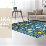 Ultra Soft Area Rug, Non Slip, Stain Resistant, Washable Area Rugs for Living Room, Bedroom, Charming Pastel Floral Arrangement(Blue)