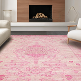 Ultra Soft Area Rug, Non Slip, Stain Resistant, Washable Area Rugs for Living Room, Bedroom, Playful Coquette Ribbon Rug with Bow Shape and Heart Embellishments(Pink)