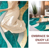 Ultra Soft Area Rug, Non Slip, Stain Resistant, Washable Area Rugs for Living Room, Bedroom, Sleek Luxe Ogee Inspired Design(Green)