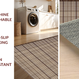 Ultra Soft Area Rug, Non Slip, Stain Resistant, Washable Area Rugs for Living Room, Bedroom, Contemporary Rustic Checkered Motif(Brown)