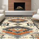 Ultra Soft Area Rug, Non Slip, Stain Resistant, Washable Area Rugs for Living Room, Bedroom, Stylish Abstract Cultural Influence(Orange)