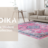 Ultra Soft Area Rug, Non Slip, Stain Resistant, Washable Area Rugs for Living Room, Bedroom, Charming Earthy Patterned Textiles(Pink)