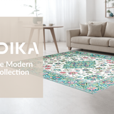 Ultra Soft Area Rug, Non Slip, Stain Resistant, Washable Area Rugs for Living Room, Bedroom, Vintage Eclectic Botanical Design(White)
