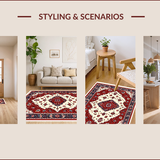 Ultra Soft Area Rug, Non Slip, Stain Resistant, Washable Area Rugs for Living Room, Bedroom, High Traffic Ivory Red Decorative Rug for Family Rooms(Red)