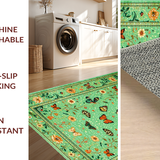Ultra Soft Area Rug, Non Slip, Stain Resistant, Washable Area Rugs for Living Room, Bedroom, Lush Green Nature-Inspired Motif(Green)