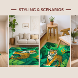 Ultra Soft Area Rug, Non Slip, Stain Resistant, Washable Area Rugs for Living Room, Bedroom, Charming Playful Wildlife Design(Orange)