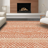 Ultra Soft Area Rug, Non Slip, Stain Resistant, Washable Area Rugs for Living Room, Bedroom, Trendy Warm Palette Knotted Design(Orange)