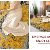 Ultra Soft Area Rug, Non Slip, Stain Resistant, Washable Area Rugs for Living Room, Bedroom, Chic Distressed Geometric Motif(Yellow)