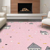 Ultra Soft Area Rug, Non Slip, Stain Resistant, Washable Area Rugs for Living Room, Bedroom, Bright Cheerful Interactive Design(Pink)