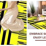 Ultra Soft Area Rug, Non Slip, Stain Resistant, Washable Area Rugs for Living Room, Bedroom, Bold Graphic Black and Cream(Yellow)