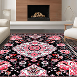 Whimsical Patterned Floral Scene(Black)