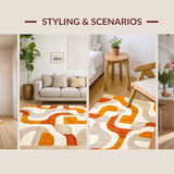 Ultra Soft Area Rug, Non Slip, Stain Resistant, Washable Area Rugs for Living Room, Bedroom, Rustic Earthy Textured Visual Theme(Orange)