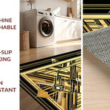 Ultra Soft Area Rug, Non Slip, Stain Resistant, Washable Area Rugs for Living Room, Bedroom, Luxurious Ornamental Geometric Composition(Gold)