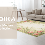 Ultra Soft Area Rug, Non Slip, Stain Resistant, Washable Area Rugs for Living Room, Bedroom, Serene Nature-Inspired Floral Palette(Green)
