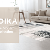 Ultra Soft Area Rug, Non Slip, Stain Resistant, Washable Area Rugs for Living Room, Bedroom, Graphic Dual-Tone Striped Rug with Alternating Black White Linear Bands(Gray)