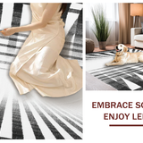 Ultra Soft Area Rug, Non Slip, Stain Resistant, Washable Area Rugs for Living Room, Bedroom, Modern Jungle Theme Flooring With Striking Monochromatic Optical Illusion(Black)