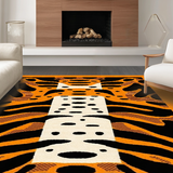 Ultra Soft Area Rug, Non Slip, Stain Resistant, Washable Area Rugs for Living Room, Bedroom, Exotic Striped Animal Motif(Orange)