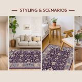 Ultra Soft Area Rug, Non Slip, Stain Resistant, Washable Area Rugs for Living Room, Bedroom, Abstract Artful Purple Blossom Style(Purple)
