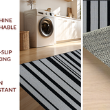 Ultra Soft Area Rug, Non Slip, Stain Resistant, Washable Area Rugs for Living Room, Bedroom, Sleek Minimalist Striped Motif(Black)