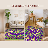 Ultra Soft Area Rug, Non Slip, Stain Resistant, Washable Area Rugs for Living Room, Bedroom, Chic Modern Festival Motif(Purple)