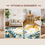 Ultra Soft Area Rug, Non Slip, Stain Resistant, Washable Area Rugs for Living Room, Bedroom, Tranquil Creamy Organic Lines(Yellow)