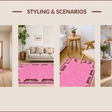 Ultra Soft Area Rug, Non Slip, Stain Resistant, Washable Area Rugs for Living Room, Bedroom, Cowgirl Themed Kitchen Decor Door Mat(Pink)