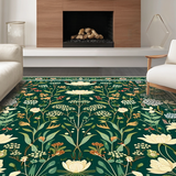 Ultra Soft Area Rug, Non Slip, Stain Resistant, Washable Area Rugs for Living Room, Bedroom, Artful Botanical Insect Composition(Green)