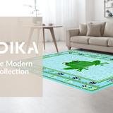 Ultra Soft Area Rug, Non Slip, Stain Resistant, Washable Area Rugs for Living Room, Bedroom, Charming Checkered Animal Motif(Blue)