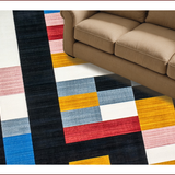 Ultra Soft Area Rug, Non Slip, Stain Resistant, Washable Area Rugs for Living Room, Bedroom, Chic Minimalist Dual-Tone Alignment(Black)
