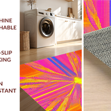 Ultra Soft Area Rug, Non Slip, Stain Resistant, Washable Area Rugs for Living Room, Bedroom, Modern Circular Sunburst Aesthetic(Orange)