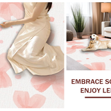 Ultra Soft Area Rug, Non Slip, Stain Resistant, Washable Area Rugs for Living Room, Bedroom, Sweetheart Bowknot Rug: Pastel Pink and White Boho Floor Covering(Beige)