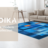 Ultra Soft Area Rug, Non Slip, Stain Resistant, Washable Area Rugs for Living Room, Bedroom, Rustic Textured Symmetrical Design(Blue)