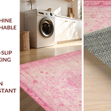 Ultra Soft Area Rug, Non Slip, Stain Resistant, Washable Area Rugs for Living Room, Bedroom, Playful Coquette Ribbon Rug with Bow Shape and Heart Embellishments(Pink)